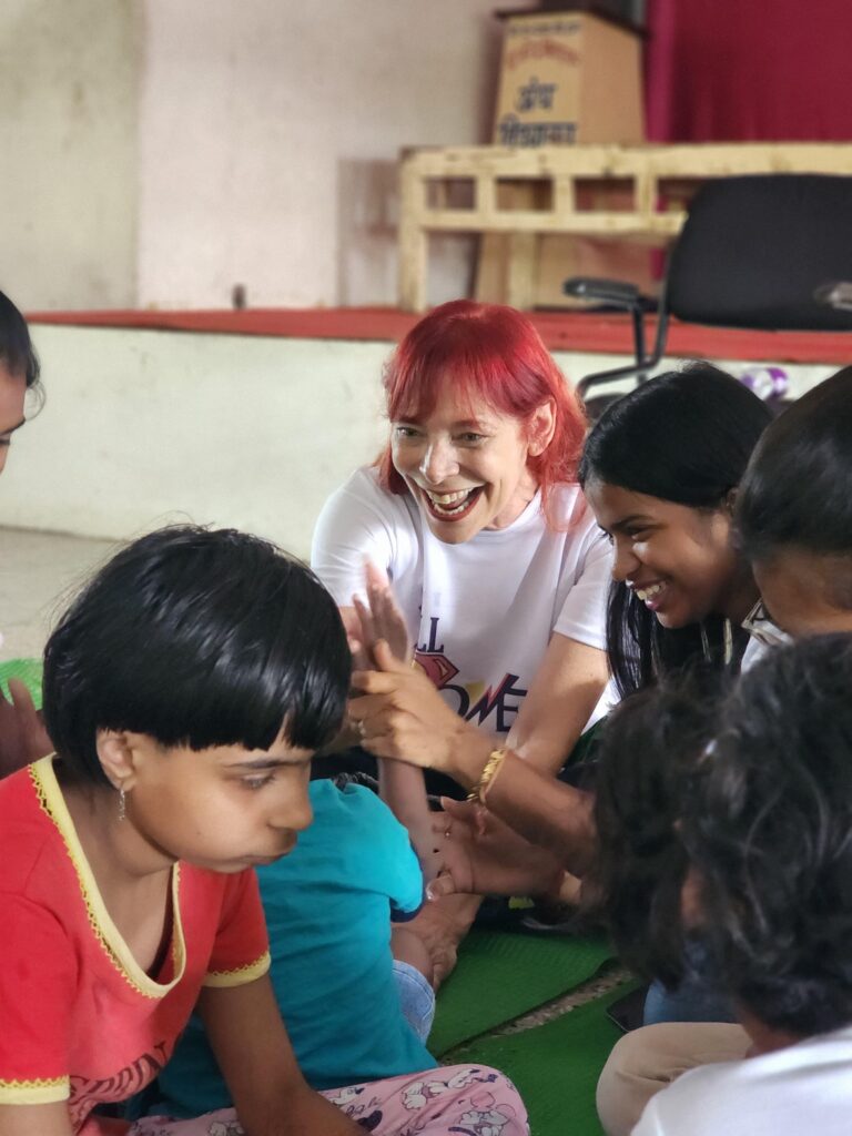 Nicole Brandon With Blind Kids